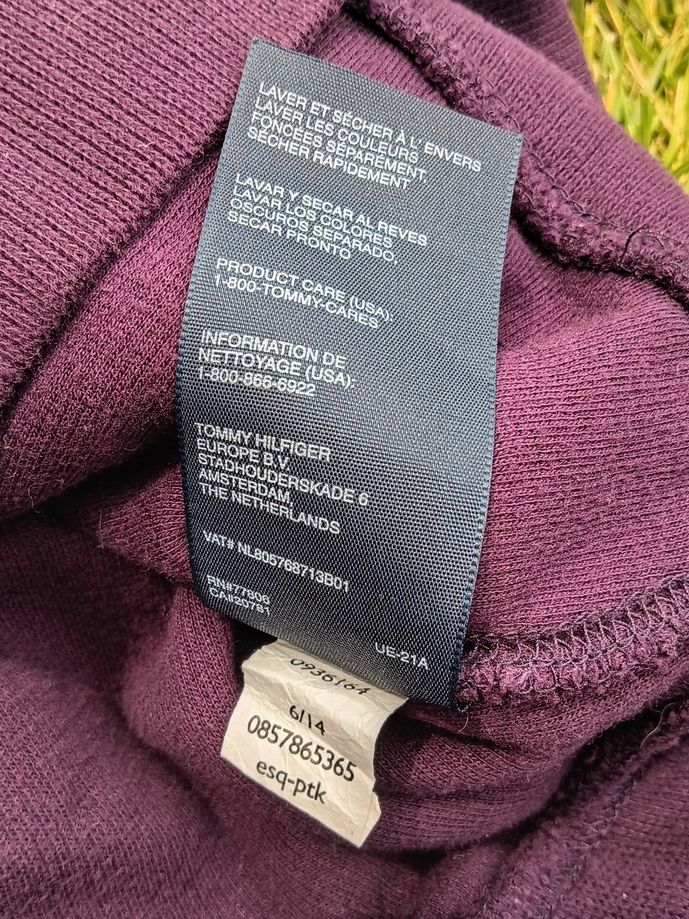 Tommy Hilfiger Burgundy Quarter Zip Mock Neck Sweatshirt Preppy Classic Large - Picture 11 of 14